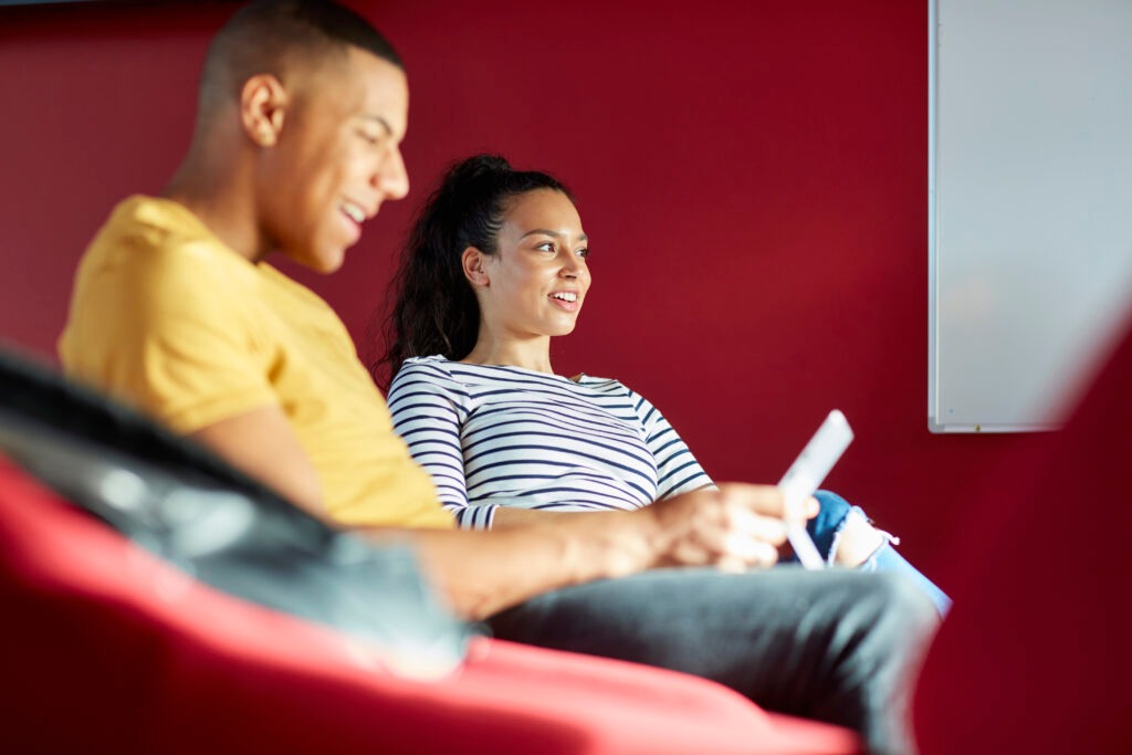 University students relaxing