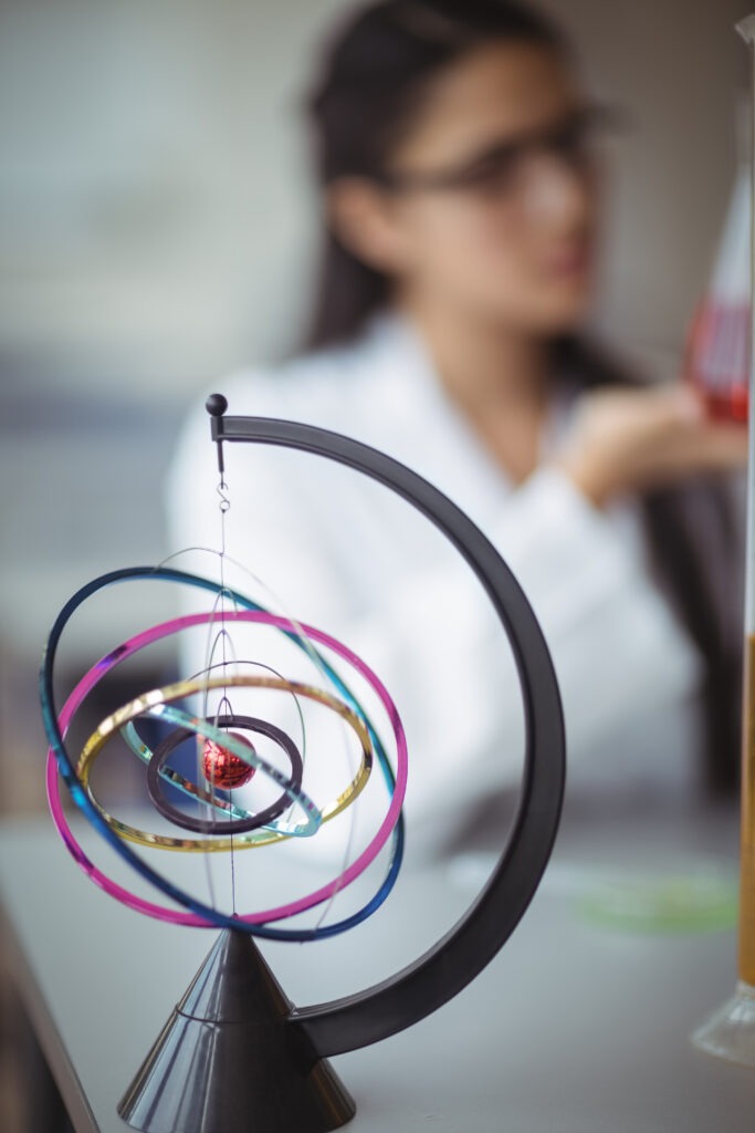 Close-up of orrery in laboratory