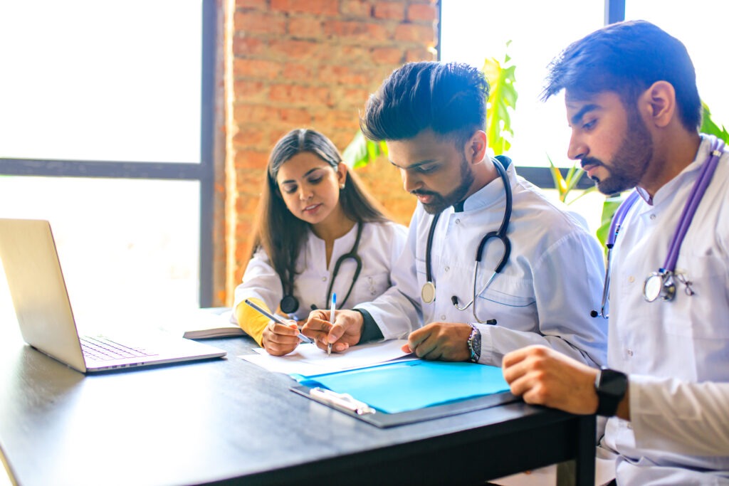 indian medic students practicing in sun classroom